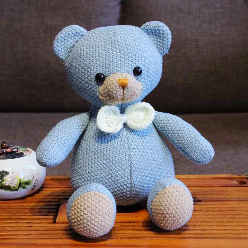 Śliczne Knitting Bear osioł Deer wełniane Peluches zabawki Kawaii akcesoria świnia słoń królik Plushie Doll prezenty na Halloween dla dzieci