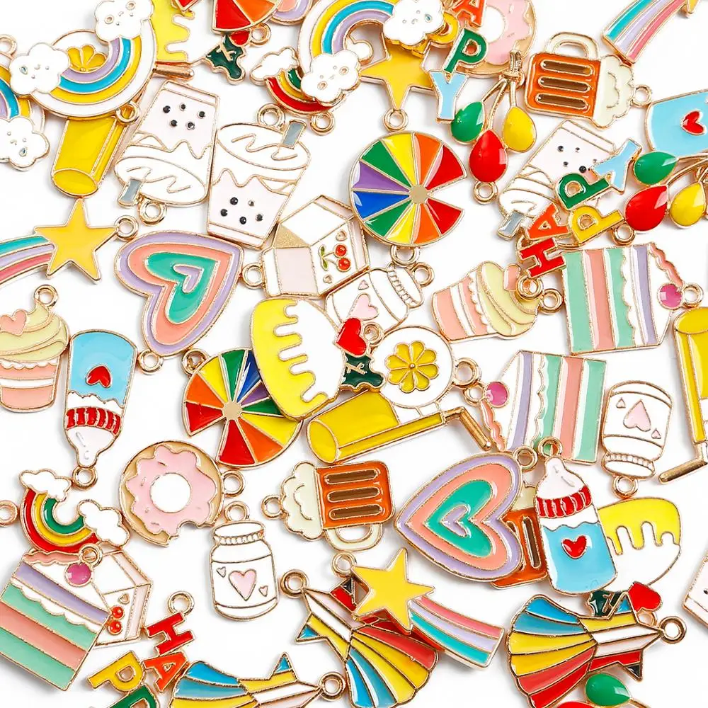 

4pcs Cute Flower Pendants Beading Alloy Enamel Charms Pendant For DIY Earring Bracelet Necklace Jewelry Making Accessories