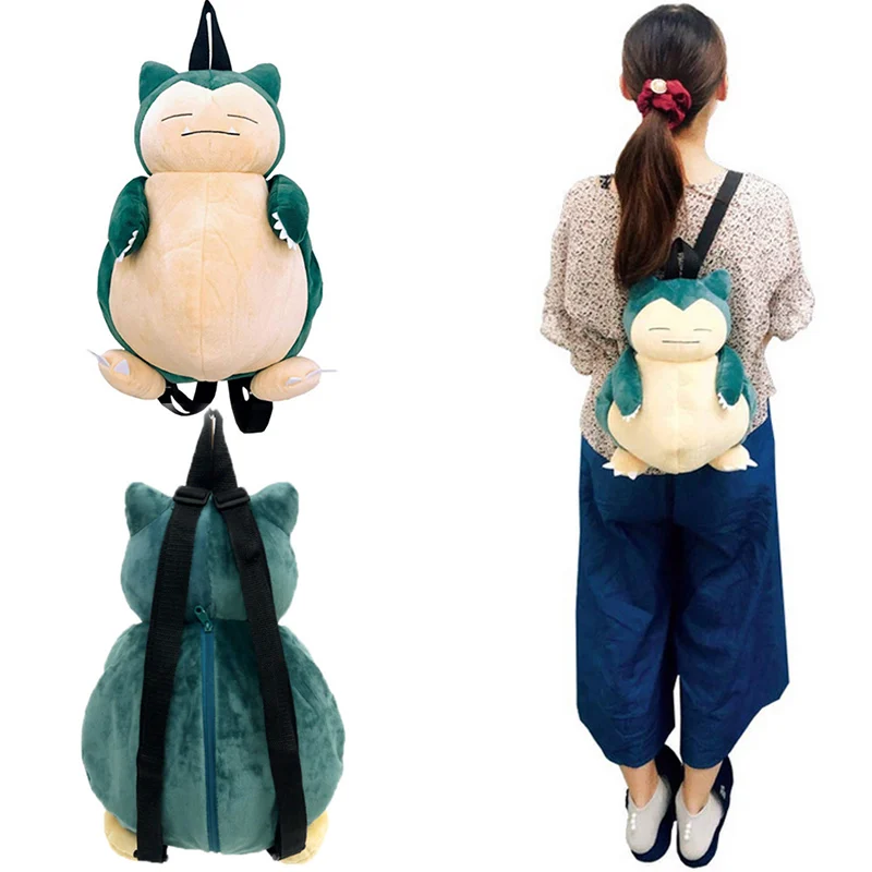 45CM Snorlax Toy Backpack Cosplay Cartoon Multi Function Shoulder Bag Girl Handbag Mochila Gifts For Children