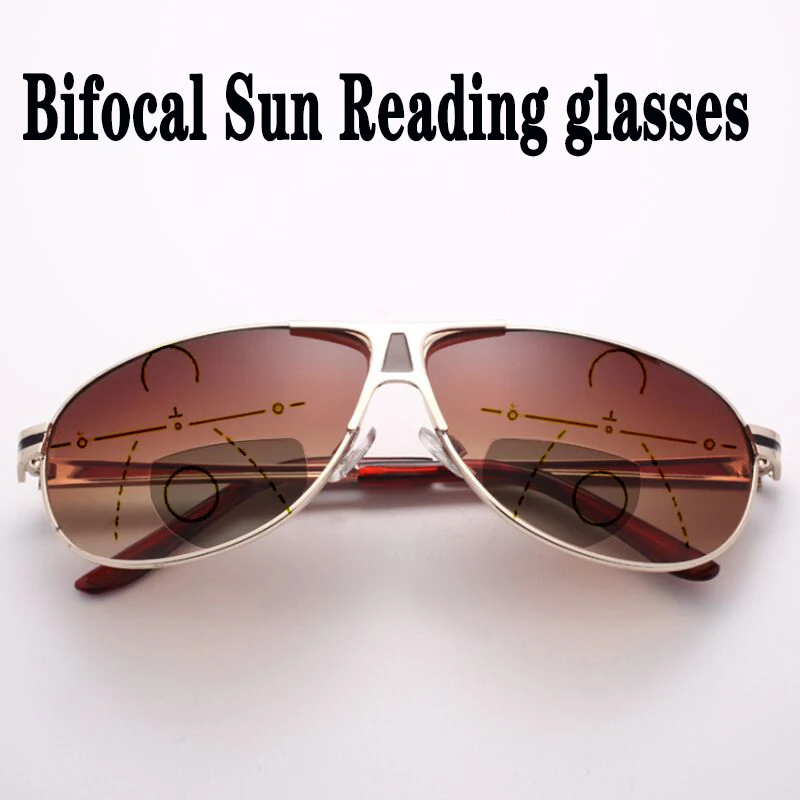 

Bifocal Sun Progressive Multifocal Reading glasses Men Lightweight Invisible Line Reader Sunglasses - 100% UV Ray Sun Protection