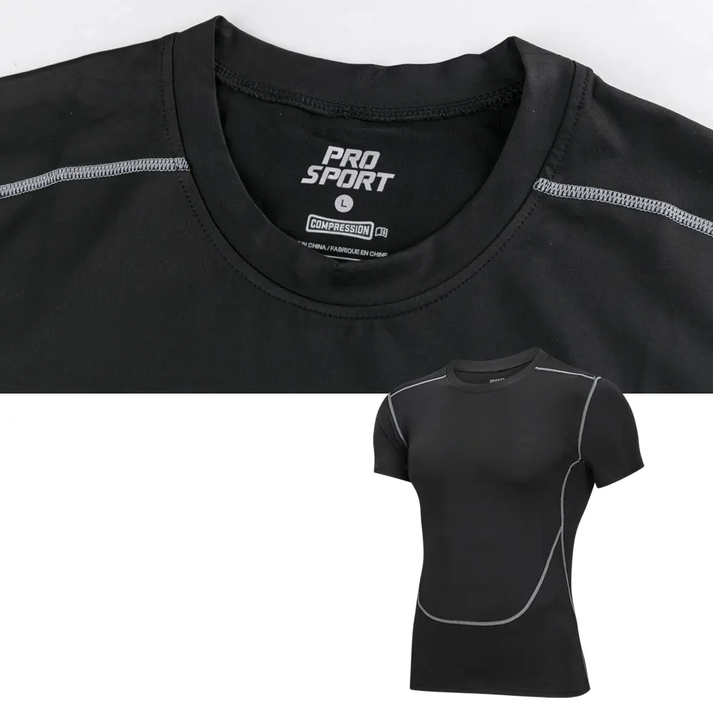 Nero Stretto T-Shirt Corsa E Jogging Camicia Degli Uomini T-Shirt Manica Corta di Compressione Camicette Gym T Della Camicia di Fitness Camicia di
