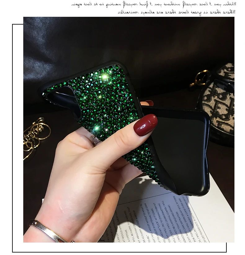 Midnight Green Diamond Luxury Rhinestone Case For Samsung Galaxy S24 S23 Ultra S22 S21 S20 Note20 Cover Bling Glitter Woman Case