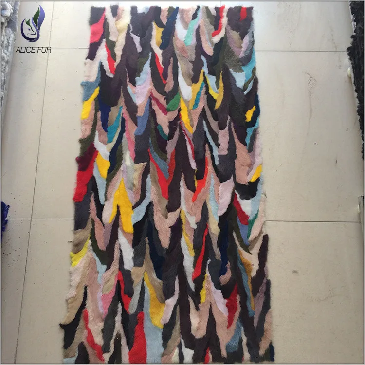 Multicolored mink fur plate patchwork real mink fur blankets rugs for garment lining materials