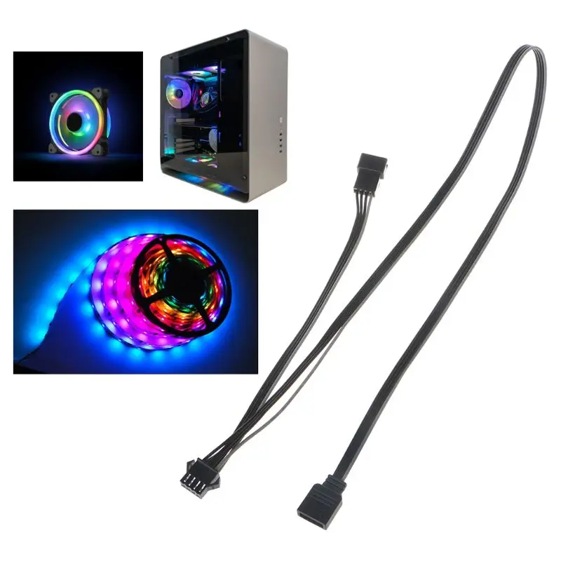 

12V 4Pin RGB Соединительный кабель с разъемом кабеля PC чехол вентилятор Светодиодные ленты удлинитель провод адаптер для Giga/Microstar/A-Sus (нержавеющая сталь) цветная (RGB) материнская плата