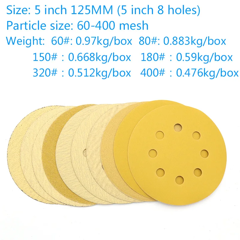 30 stücke 5 zoll 8 Loch Grit 60-400 Schleifen Papier Discs Selbst Klebstoff Schleifpapier Runde Disk Sand Blatt metall Möbel Schleifen Werkzeug