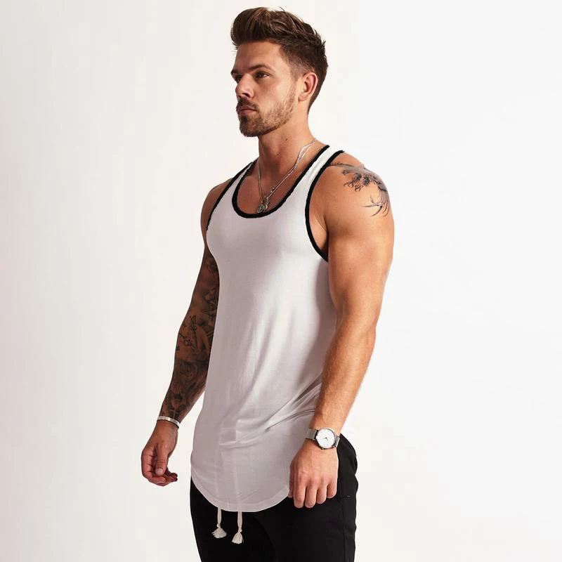 Blank Men\'s gym clothing Bodybuilding tank top Man summer fashion sleeveless shirt cotton fitness sportswear slim muscle vests