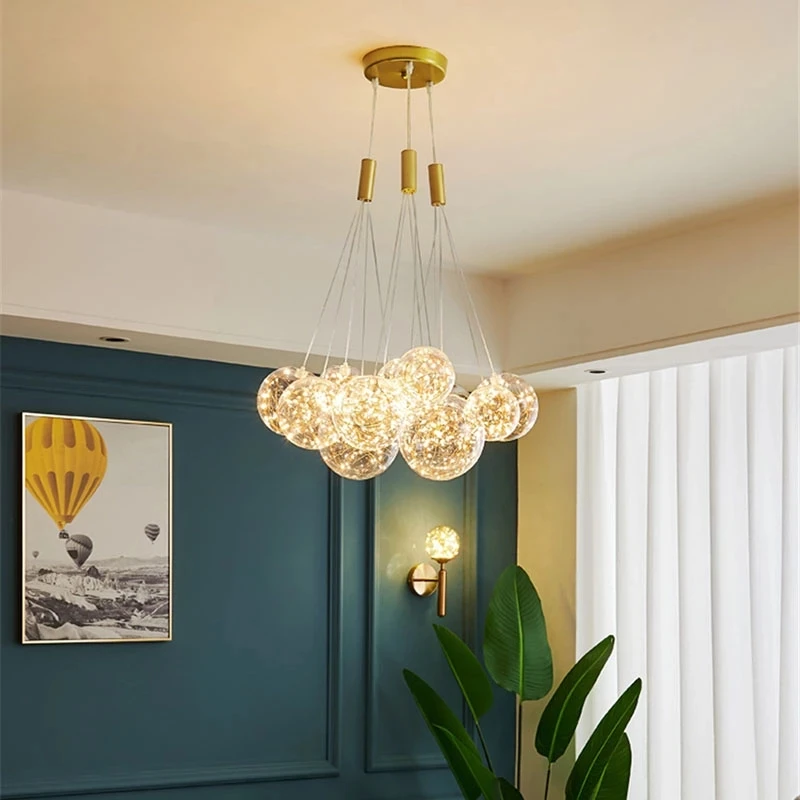 Romantic Gypsophila Ceiling Hanging Pendant Light 3/5/9/15 Bubble LED Pendant Lamp for Dining room Living room Decor 220V