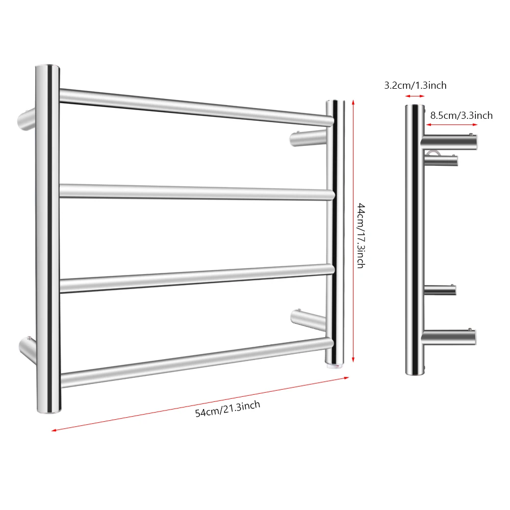 Towel Drying Rack Small Model Round Tube Power 80W 110V Constant Temperature 70C 304 Stainless Steel 54x45x12CM[US-Stock]