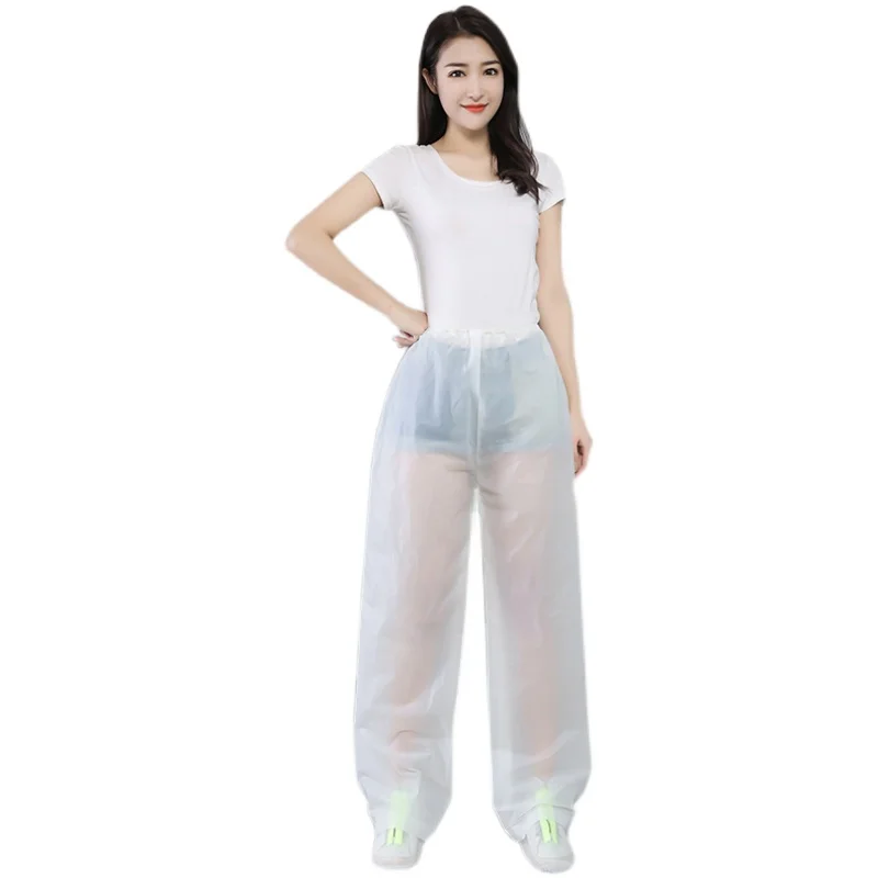 Clear Transparent PVC EVA Thick Trousers Waterproof Pants Loosen Easy Drop Off Rain Clothes