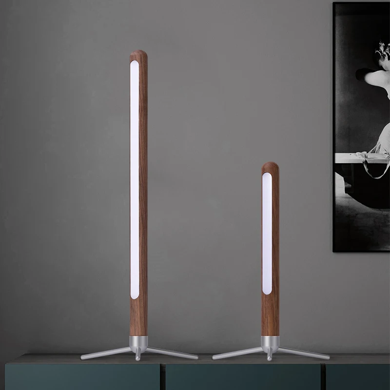 

LED Wooden Table Lamps Vertical Atmosphere Lamps Minimalist Desk Lights 360° Rotate Brightness Adjustable Room Decor Free Ship