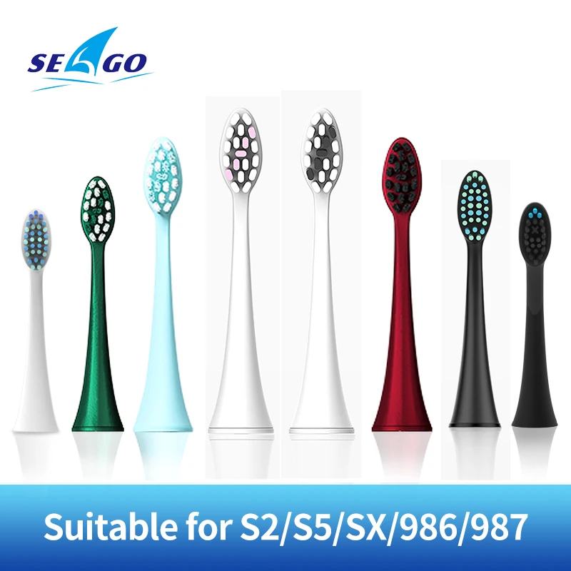 Original Seago 4pcs Brush Head Nozzles Replacements for Electric Sonic Toothbrush SG986/SG987/S2/SX/S5 Gum Health Whitening