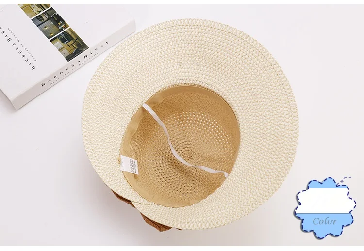 DONGYUN006 Summer Women casual straw hat New lady girl casual large wide brim paper sun hat Bowknot panama cap for holiday