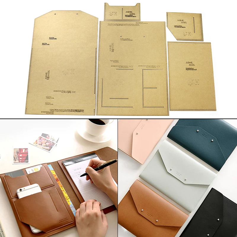 1Set DIY Kraft Paper Template Clutch Bag Wallet Passport Bag Leather book Set Leather Craft Pattern DIY Stencil Sewing Pattern