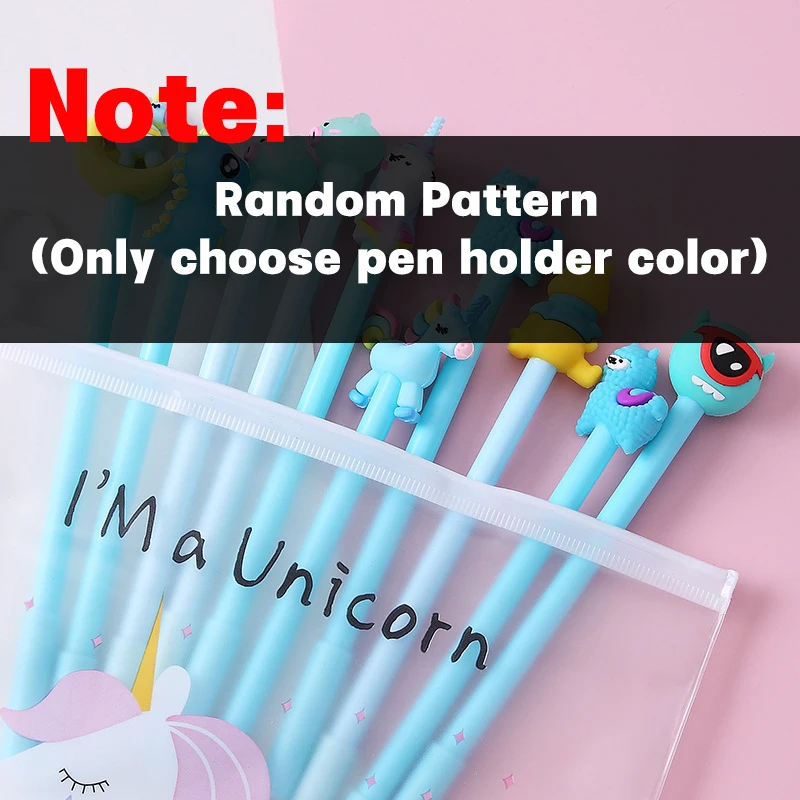 10 unids/set lindo bolígrafo de Gel Kawaii patrón aleatorio unicornio Pony 0,5 m bolígrafo de tinta de Gel negro papelería escolar proveedores de oficina regalos