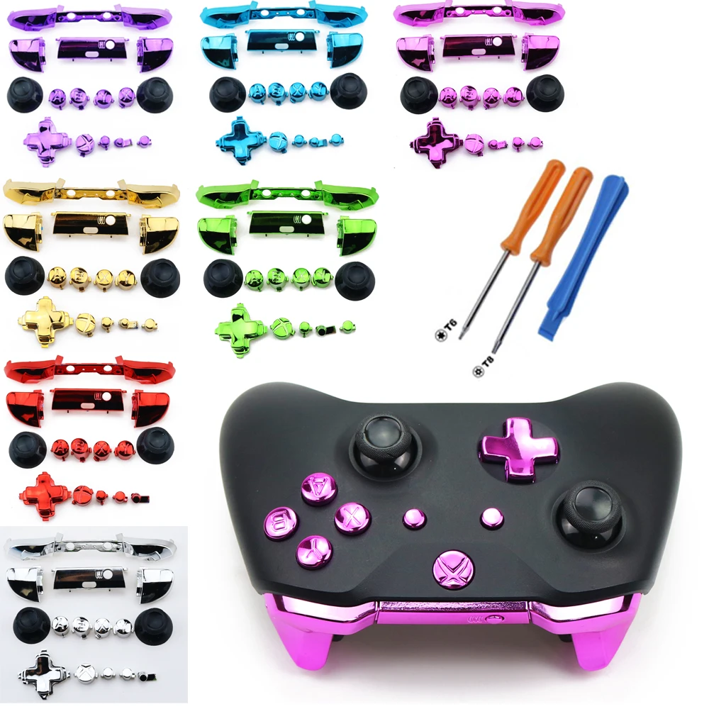 

YuXi Replacement Plating LB RB Bumpers Triggers Buttons for Xbox One S Controller Kits T8 T6