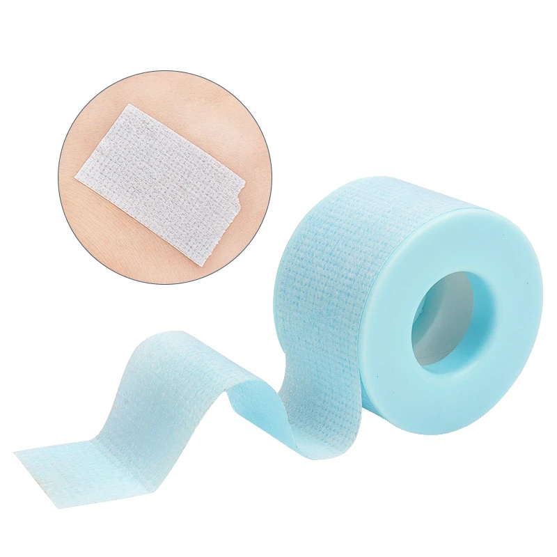 2 Rolls Eyelash Extension pink/blue Tape Non-woven gentle silicone gel Tape for Grafting False Eyelash Patch Under Eye Pads tool