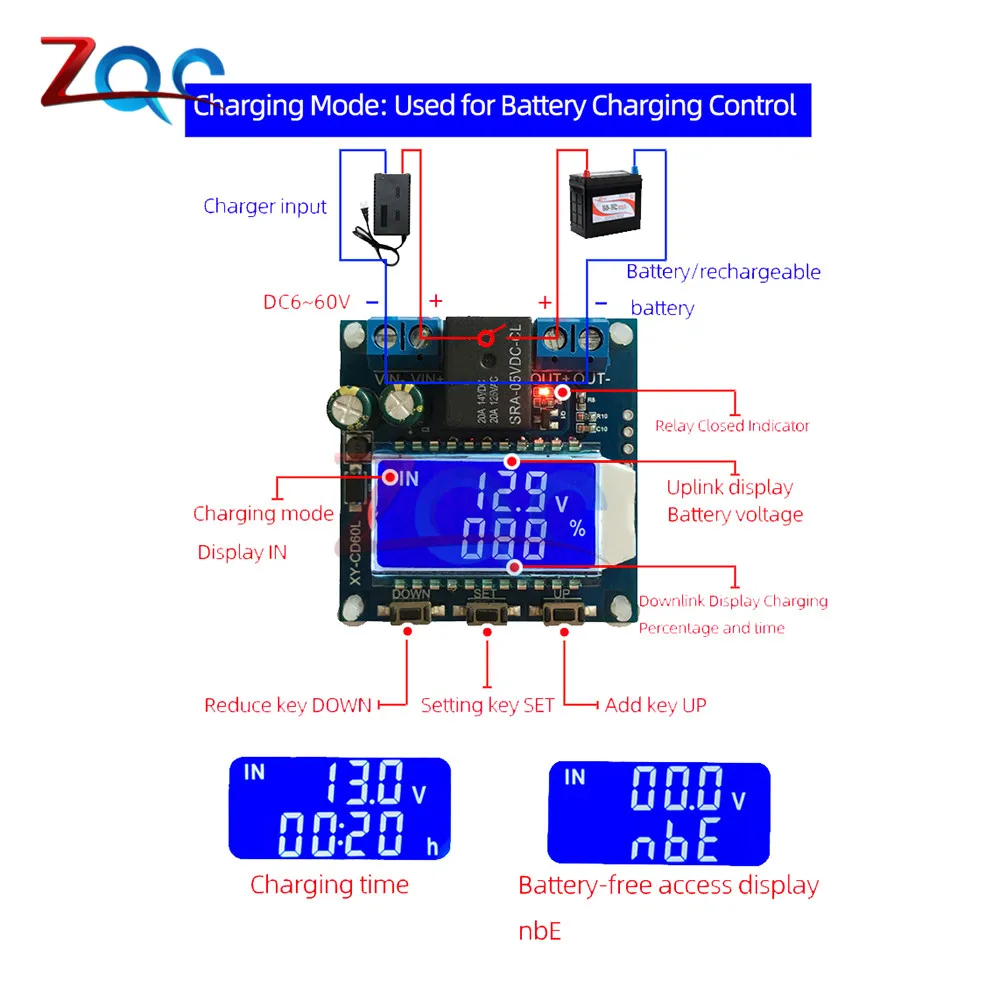 CD60L Solar Battery Charger Controller DC 6V 12V 24V 60V Charging Discharge Control Module Under Voltage Current Protector Board