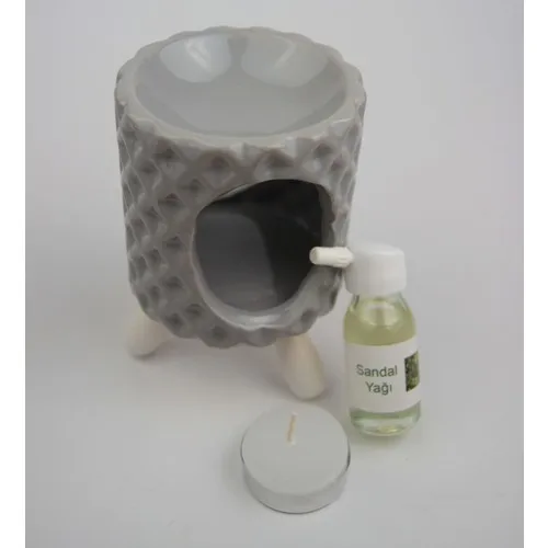 Gift Idea Lozenge Pattern Gray Color Censer Oil