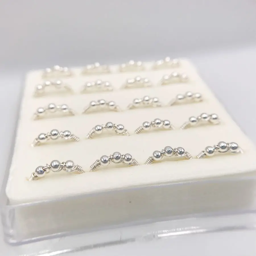 20Pcs/Set Trendy Fashion Three Ball Nose Ring Nose Piercing Jewelry Pircing Nariz Percing Nez