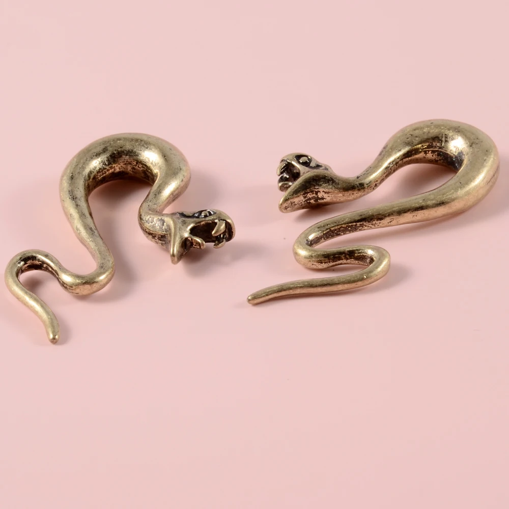 PAIR Brass Snake Ear Weight Hanger Swirl Earring Taper Spiral Stretcher Gauge Piercing Body Jewelry Expander