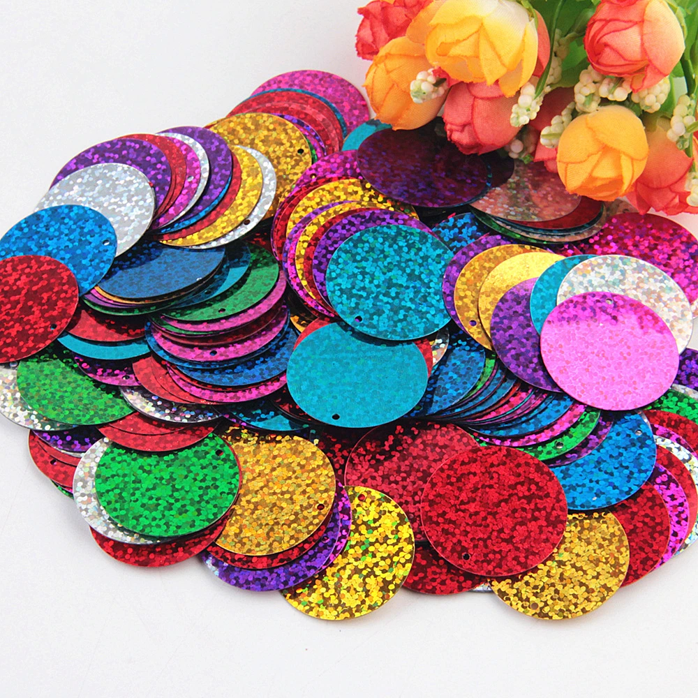 Paillette 30mm Large Flat Round Sequins Flat PVC Paillettes Loose Sequins for Carfs for Wedding Lentejuelas Para Coser 10g