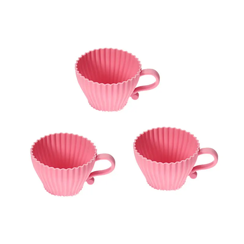 Silicone Cupcake Cups Muffin Baking Cake Tea Saucer Teacup Mold Mould