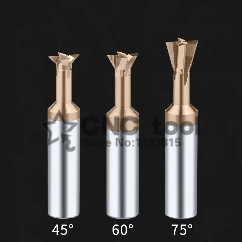 HRC60 TiCN Coated Solid Carbide Dovetail Milling Cutter End Mill 3 4 5 6 8 10 12 14 16 20mm*45/60/75Degree Alloy Straight Shank