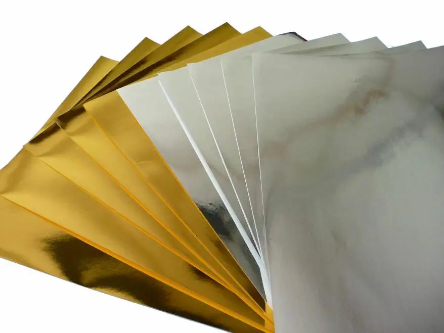 20 Sheets Size A5 Single Side Gold Silver Shiny Glossy Metallic Cardstock Thick Paper Card 250GSM Thickness