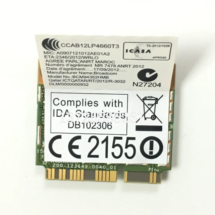 BCM94352HMB FRU 03T8215 802.11ac 867Mbps BT4.0 WiFi Wireless Network Card support hackintosh for IBM lenovo Y510p Y410p Y430P