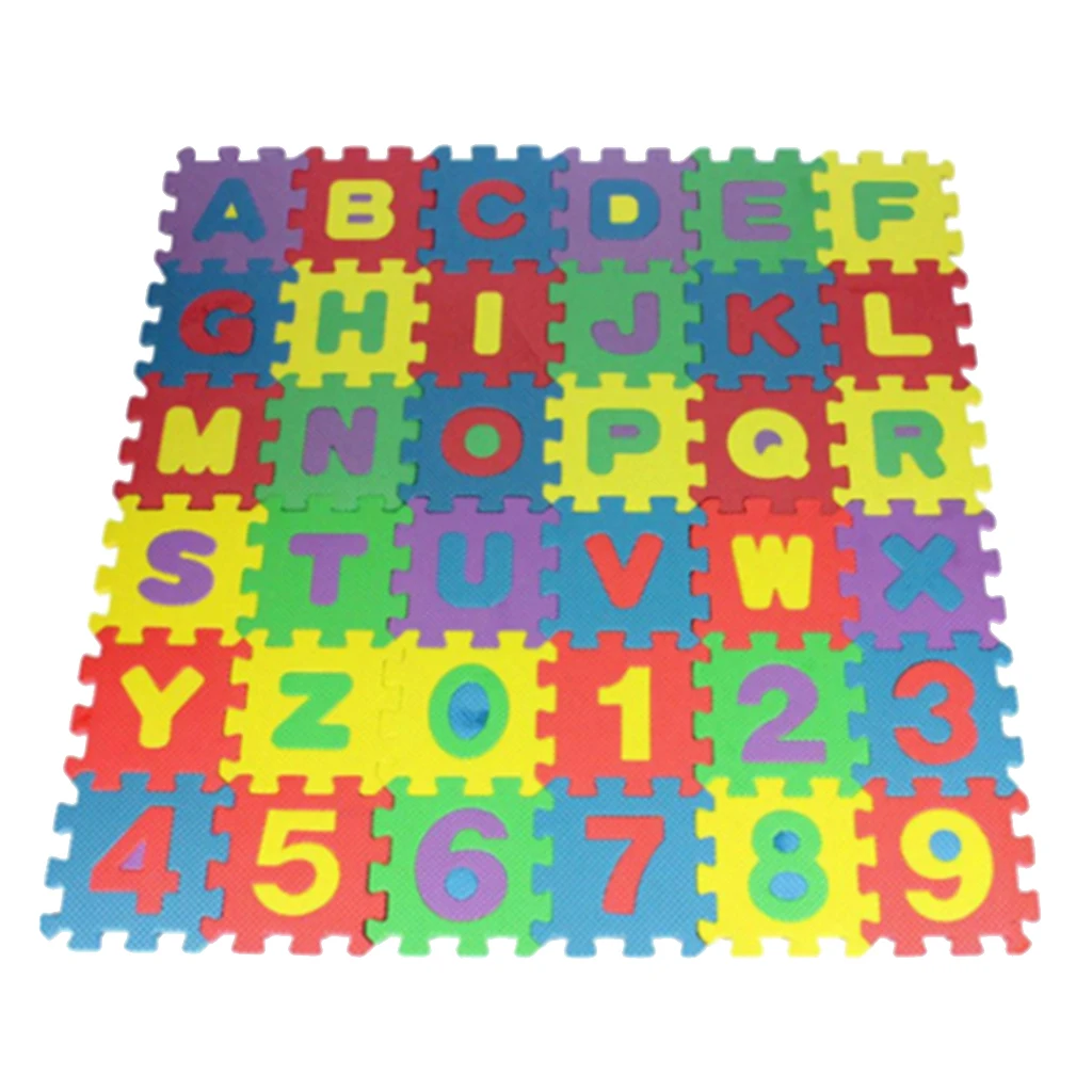 36pcs/Set Baby Foam Puzzle Floor Mat Interlocking EVA Tiles with 10 Numbers 26 Letters Exercise Playmat for Children Toddlers