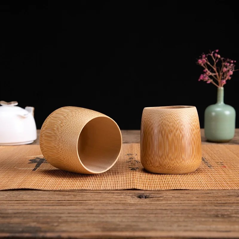 100pcS Natural Handmade Bamboo Water Cup Round Tea Cups Drinking Utensils Cup With Bamboo Fragrance For Kung Fu Tea