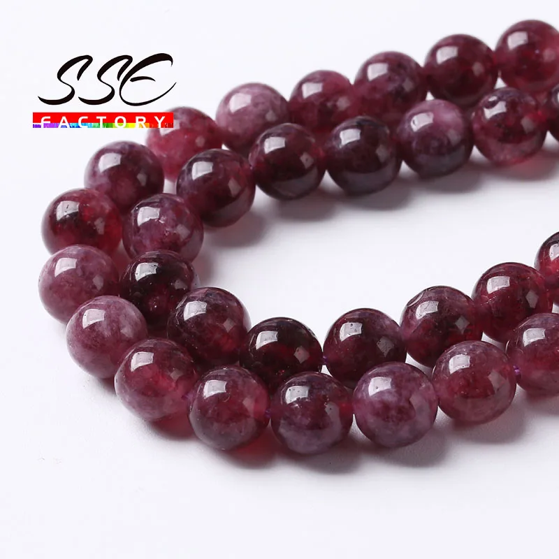 Natural Purple Lepidolit Beads Purple Angelite Stone Round Loose Beads For Jewelry Making DIY Bracelets Accessories 6 8 10mm 15\