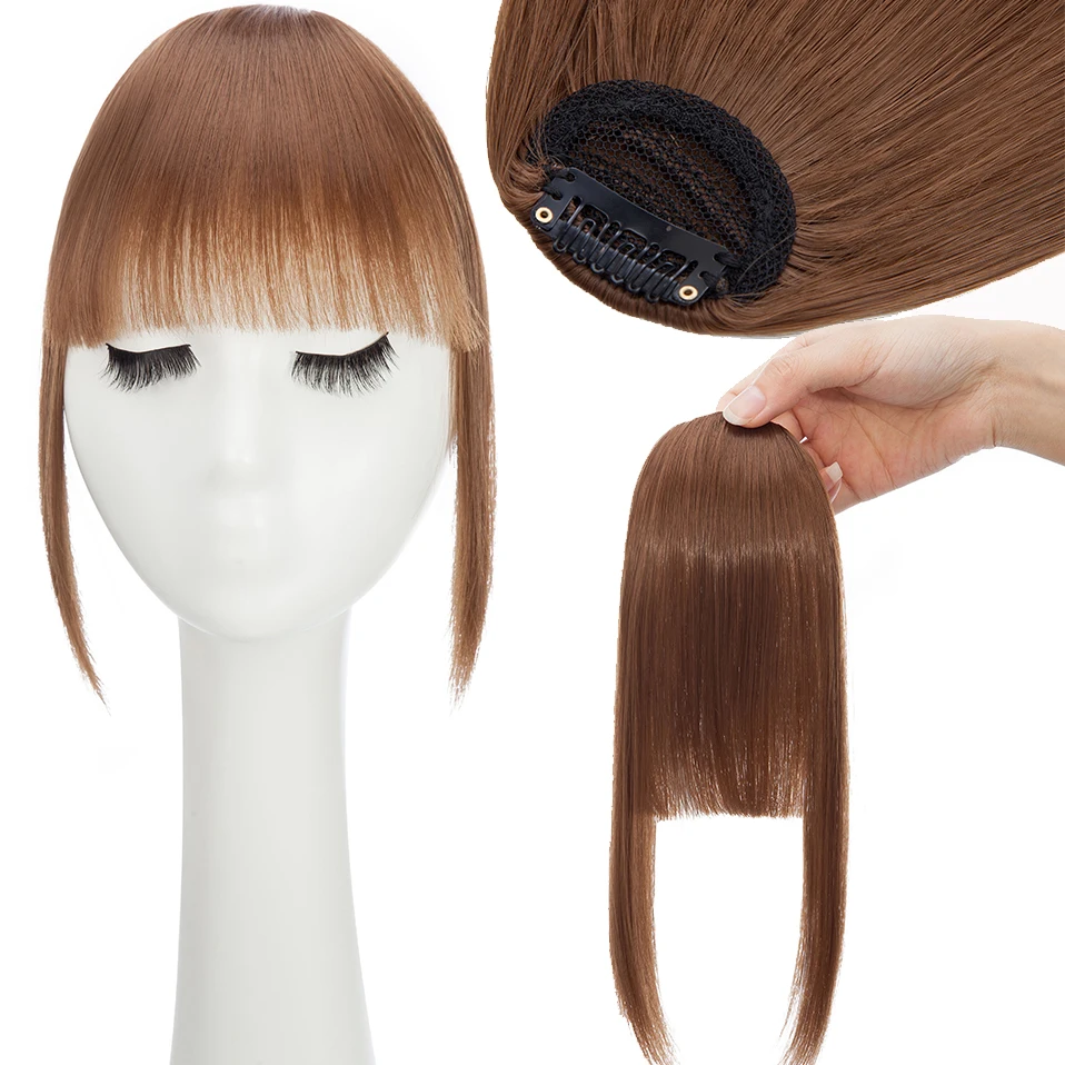 Benehair Synthetic Fake Blunt Air Bangs Clip In Hair Extensions Fake Fringe False Hairpiece For Women Clip In Bangs Fake Hair