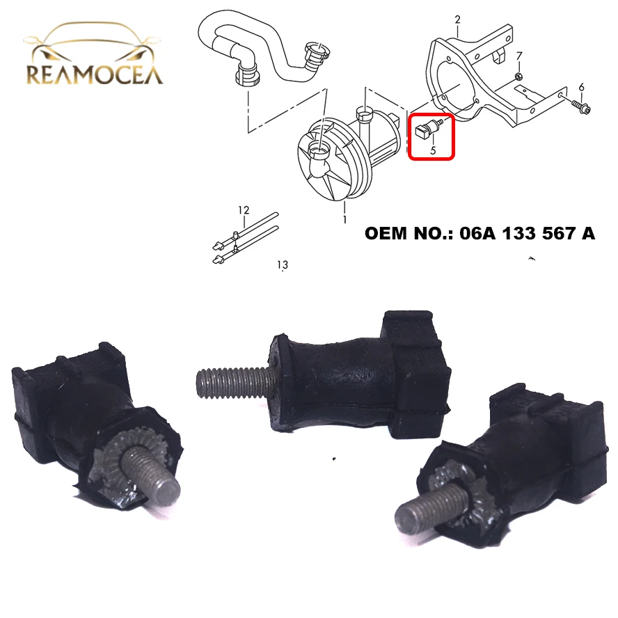 Reamocea 3Pcs Secondary Air Pump Mount 06A 133 567 A Fit for VW Jetta Golf Passat Bora Beetle Polo AUDI SEAT