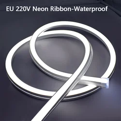 AC 220V elastyczna lampa neonowa taśma 2835 120 leds/m Neon zewnętrzna wodoodporna neonowa wstążka biały/ciepły biały Flex neonowa rura linowa