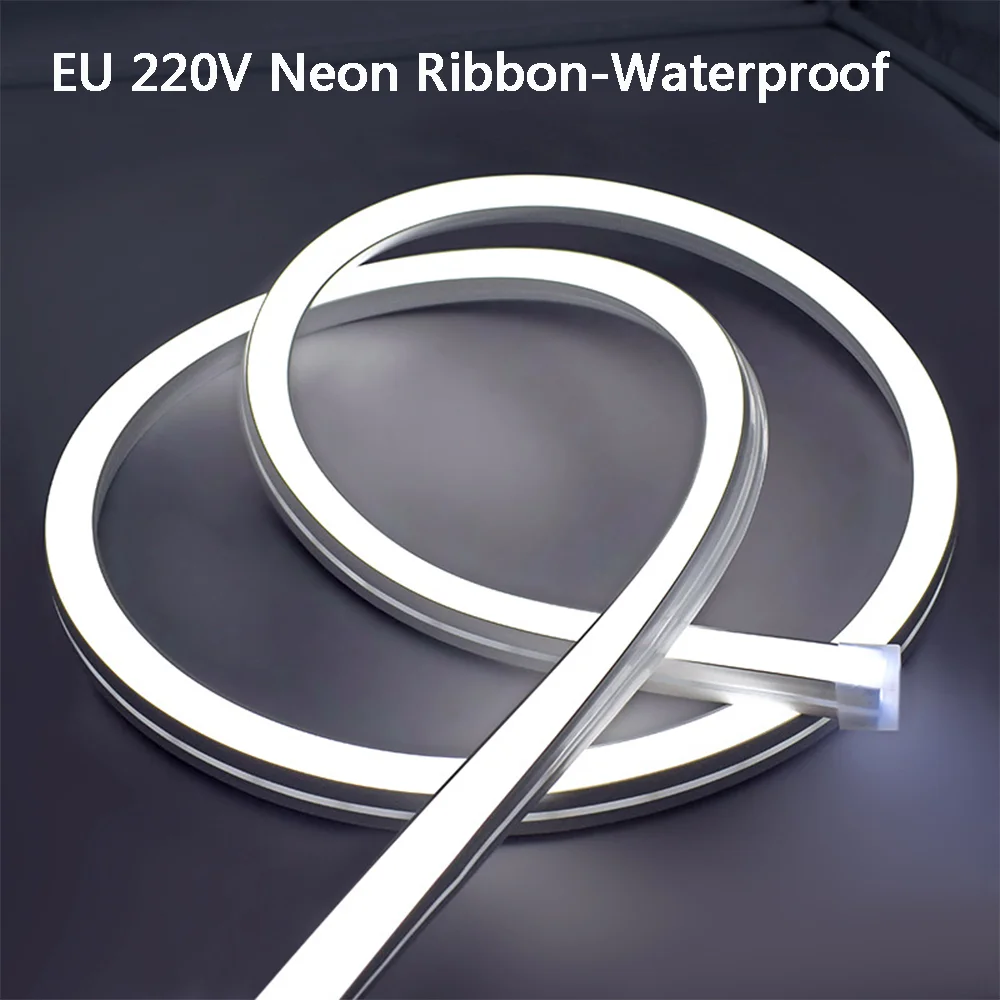 AC 220V Flexible Neon Light Strip 2835 120Leds/M Neon Sign Outdoor Waterproof Neon Ribbon White/Warm White Flex Neon Rope Tube