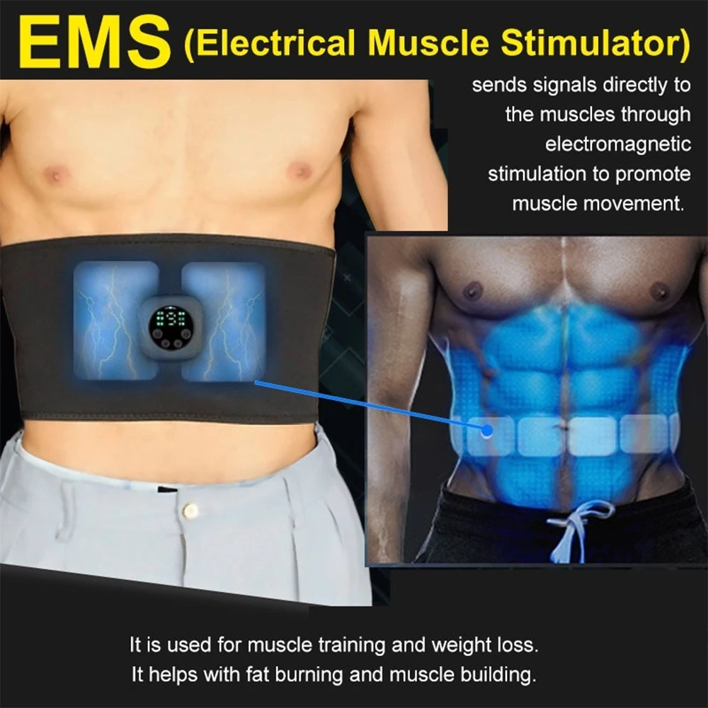 Electric Slimming Belt EMS Waist Massage Fitness Muscle Stimulator Lose Weight Fitness Vibrating Massager Fat Burning Trainer