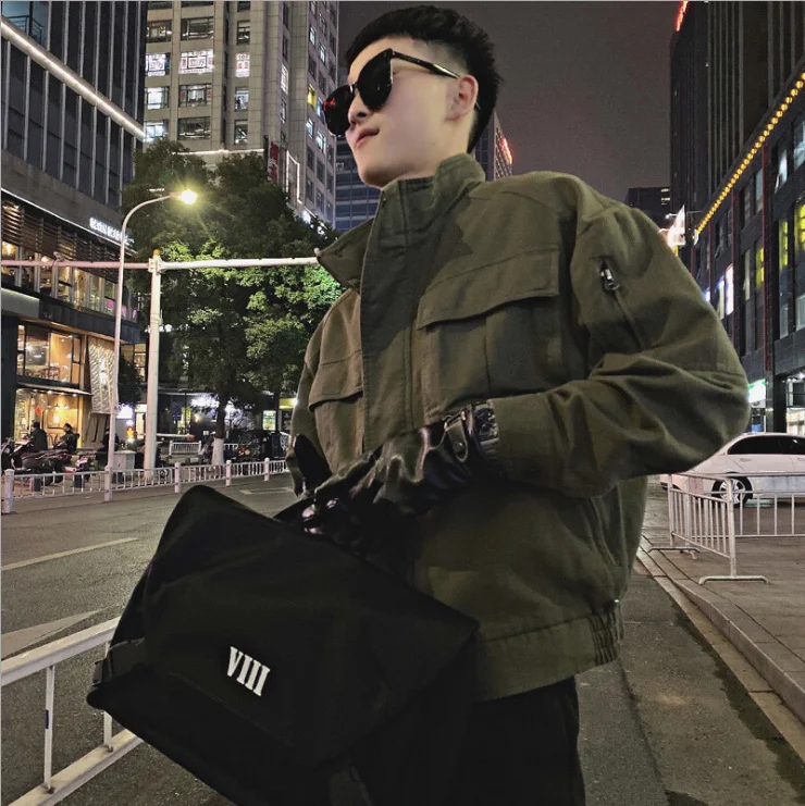 

2022 Autumn Korean Streetwear Multi-Pocket Men Cargo Jacket Mens Cotton Jackets Casual Overalls Male Jacket Jaqueta Masculina