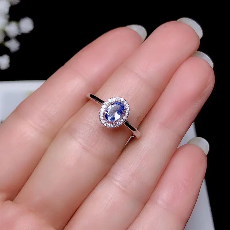 CoLife Jewelry 925 Silver Tanzanite Ring for Engagement 0.5ct Natural Tanzanite Silver Ring Sterling Silver Tanzanite Jewelry