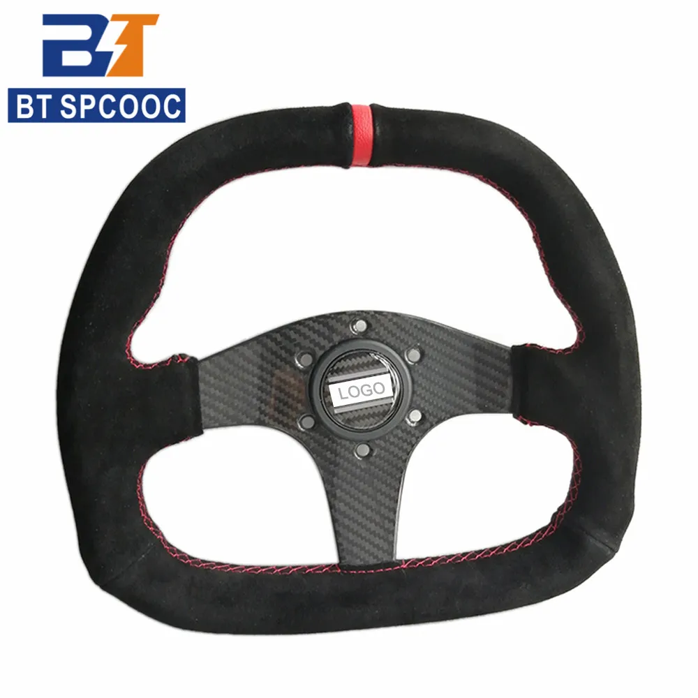 Carbon Fiber Suede Steering Wheel 13inch 310mm Car Racing Drift Sport Steering Wheel Universal  With OM-Horn Button PCD70MM Red