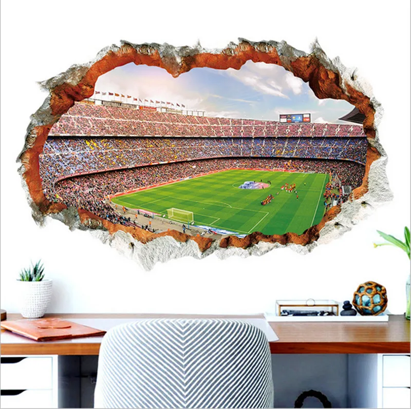 3d vivid football soccer ball wall stickers living room bedroom wall decals decoration diy mural art posters