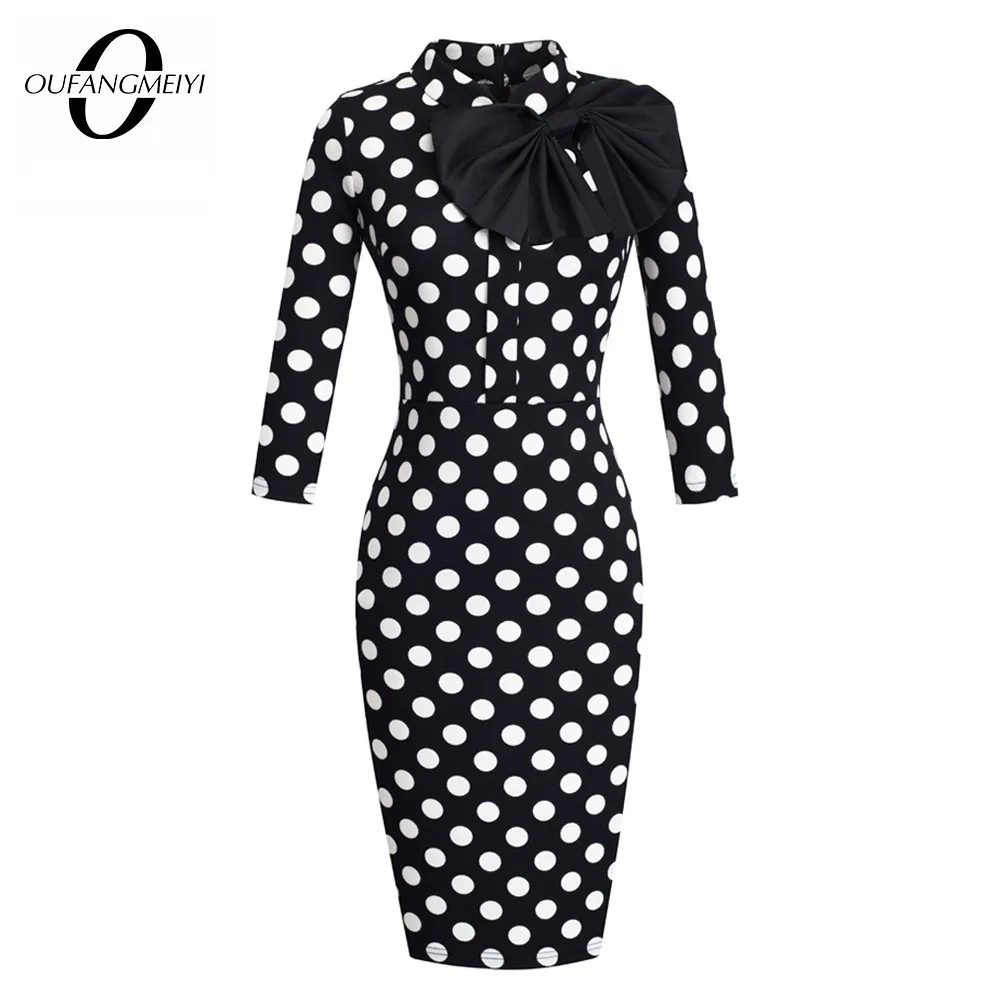 Retro Women Elegant Classice Front Bow Designed Party Bodycon Work Charming Pencil Dress EB244