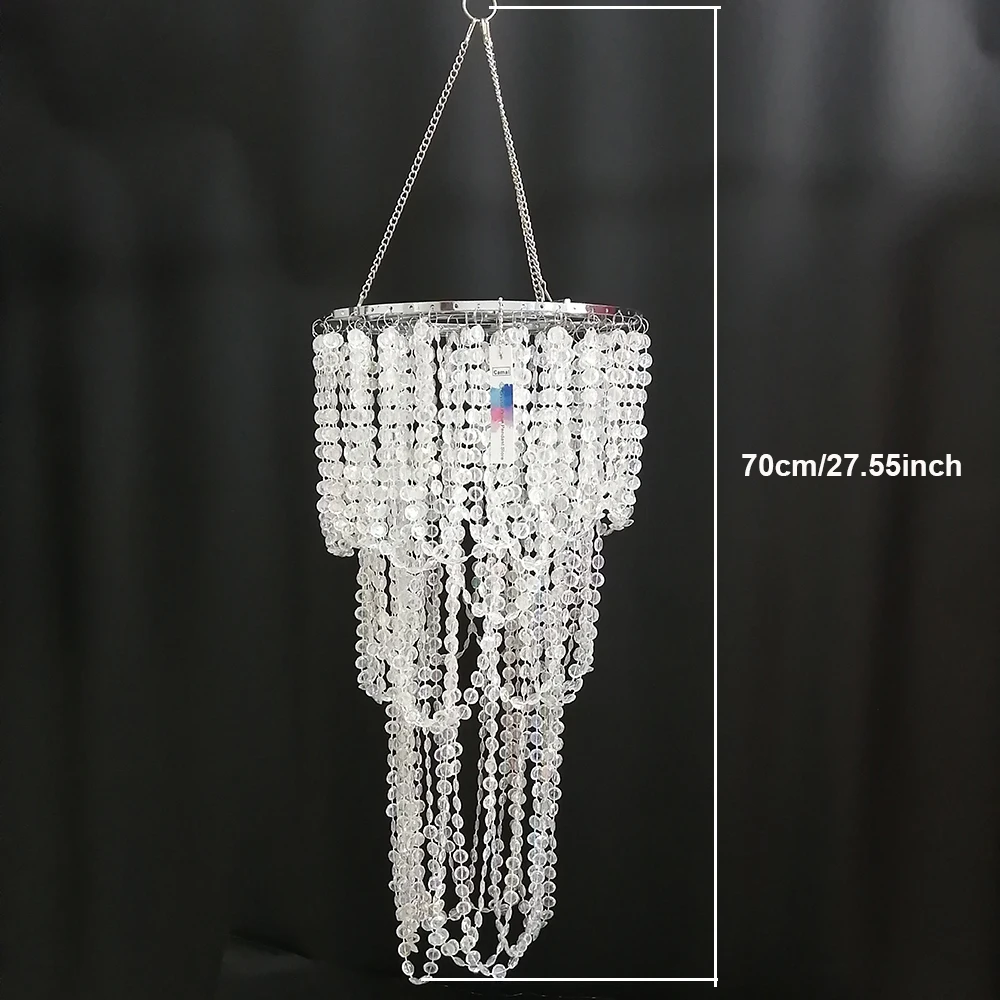 Camal 1PCS Assembled 70CM Hanger 22.5CM Chrome Centerpiece Frame Iridescent AB Color Acrylic Bead Wedding Christmas Party DIY