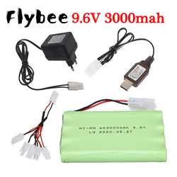RC 장난감에 대 한 설정 충전기와 9.6V 3000mAh ni mh 배터리 Tamiya 플러그 전기 장난감 보안 조명 시설 AA 9.6v 배터리