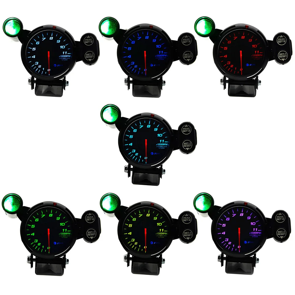 80MM Tachometer RPM Gauge Stepper motorMulti Color Display With Shift Light With Logo