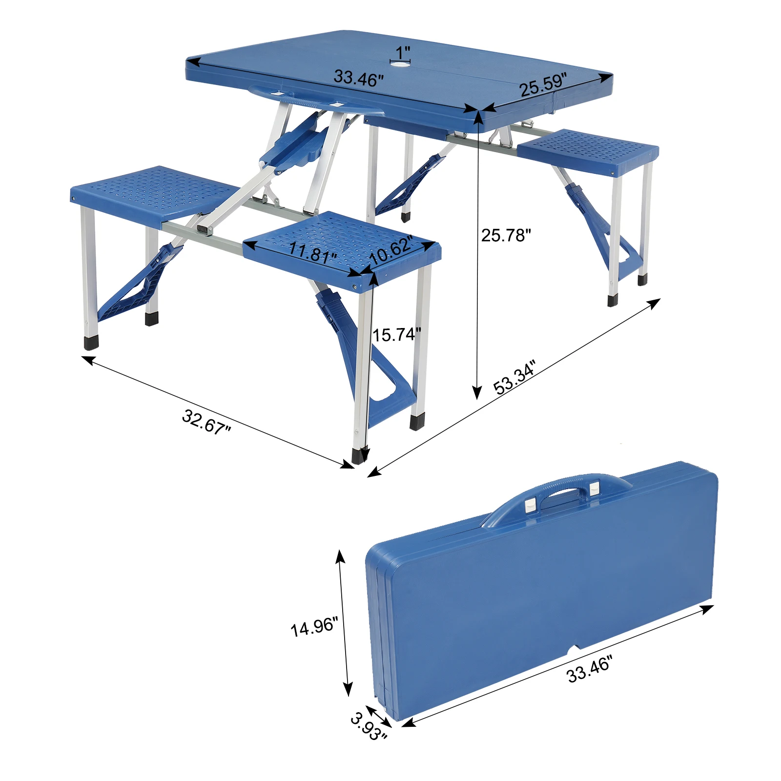 Outdoor Folding Table Chair Camping Siamese Folding Tables and Chairs One Piece Folding Table and Chair-Plastic PS Thickening