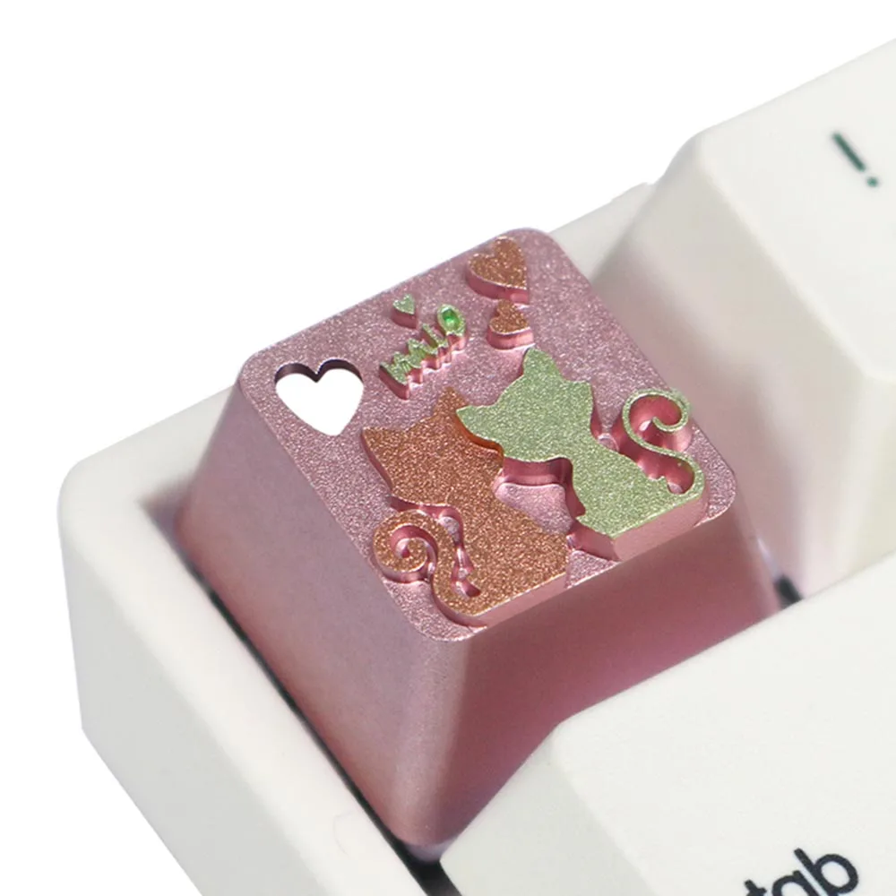 

Металлическая клавиатура для Cherry Mx Switch, розовая Милая клавиатура с котом и любовью, Механическая игровая 3D Клавиатура из алюминиевого сплава с подсветкой