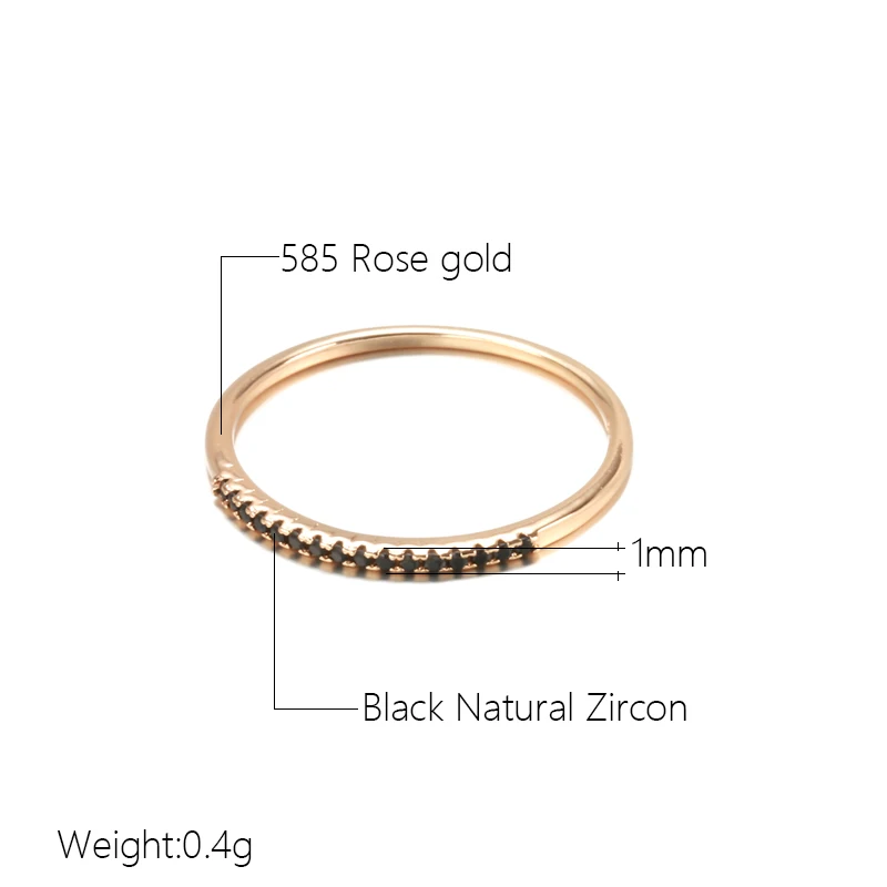 Kinel New 585 Rose Gold Wedding Ring For Women Classic Black Natural Zircon Ring Fashion Jewelry Crystal Gift