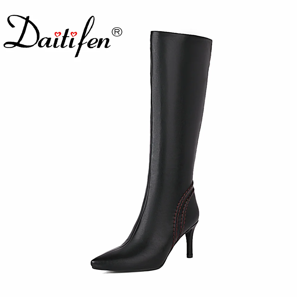 

Brangdy 2022 New Women Fashion Outdoor Boots Concise Knee-High Boots Women Pointed Toe Thin Heels Pumps Winter Keep Warm Boots