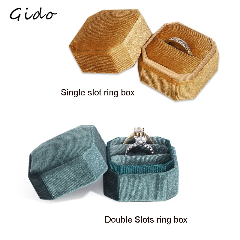 Flannel Octagonal Jewelry Box Simple Ring Case Earring Showing Propose Marriage Wedding Gift Packaging